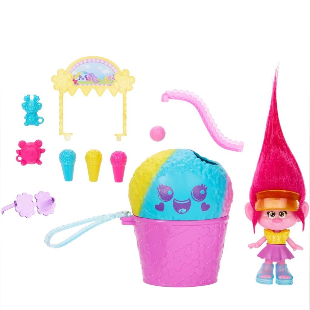 Mattel DreamWorks Trolls Fun Fair Surprise Queen Poppy Doll Set NEW